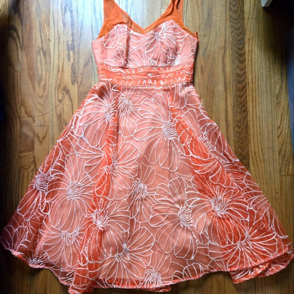 NWT Anthropolgie Moulinette Soeurs Embroidered Peach Dress